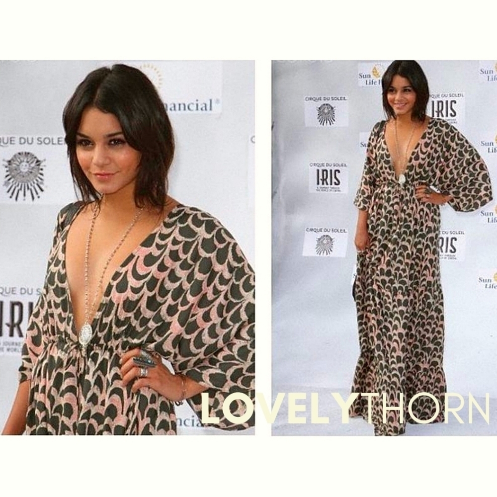 T-BAGS // ltd ed boho-glam butterfly sleeved plunge maxi dress vanessa hudgens